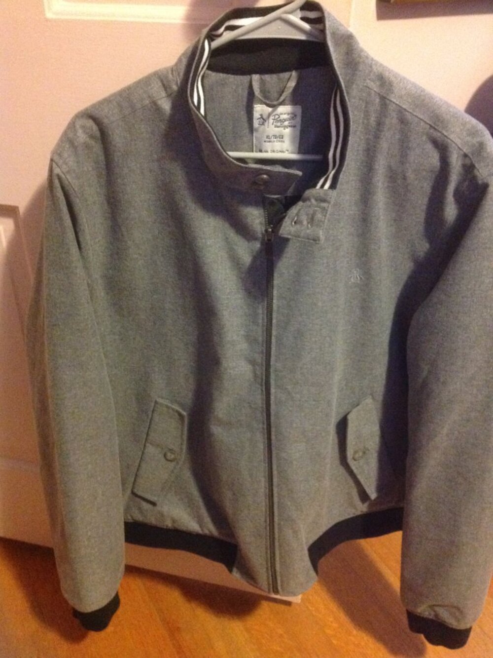 Original Penguin Men's X-Large Gray Bomber Jacket - Excellent Condition